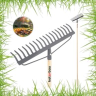 GRABIE OGRODOWE DO LIŚCI TRAWY TRAWNIKA METALOWE 18 ZĘBÓW DREWNIANY TRZON
