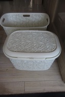 ZESTAW 2 KOSZE ZDOBIONE JEDEN Z POKRYWĄ