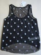 TEZENIS koszulka top czarna siateczka czaszki trupie główki gotyk rock 36