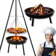 GRILL WĘGLOWY PALENISKO TRÓJNÓG RUSZT OGNISKOWY OGRODOWY WISZĄCY DUŻY 47CM