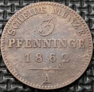 *NIEMCY PRUSY [1414]*3 Fenigi 1862 A Wilhelm I
