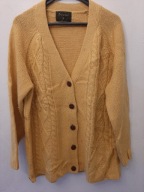 WEŁNIANY KARDIGAN LINE OF OSLO SWETR SWETER MUSZTARDOWY WARKOCZ ROZ.M/L