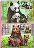 Białoruś 2024 Chiny, MC FDC 2szt. las, niedźwiedź brunatny, panda wielka