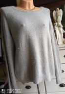H&M sweter szary angora 46 48 puszek melanż