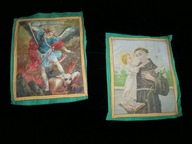 Dwa obrazy z chorągwi procesyjnych: Archanioł Michał i św. Antoni padewski