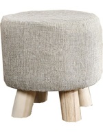 Stylowa pufa okrągła 28 cm - drewniana podstawa, miękka tkanina