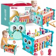 MAGIC BOX EDUKACYJNA ZABAWKA PUDEŁKO WBIJAK CYMBAŁKI MŁOTEK DLA DZIECI