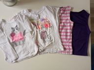 4 szt koszulka t-shirt dziewczęce bawełna r 122/128