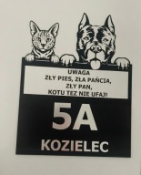 Tabliczka grawerowana Adresowa 3w1 numer domu + ulica + uwaga pies
