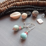 Srebrne 925 kolczyki biało-błekitny turkus i szkło Toho BlackberriesArts