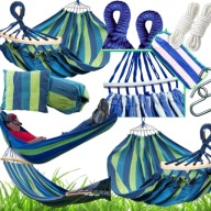 2-osobowy hamak ogrodowy brazylijski XXL z pałąkiem mocny 200 kg + torba