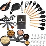 AKCESORIA KUCHENNE PRZYBORY SILIKONOWE ŁYŻKI MIARKI KUCHENNE ZESTAW 33el