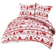 pościel bawełna lux 160x200 + 2x70x80 zamek B 557-1 choinki czerwone