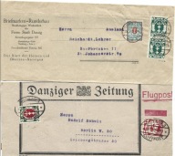 WM Gdańsk DWIE OPASKI GAZETOWE- LOTNICZA DO BERLINA -ZWYKŁA DO SARY -440 zł