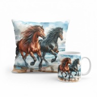 Poduszka i kubek konie w galopie