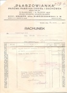 KRAKÓW PŁASZÓW -rachunek -PAROWA FABRYKA CEGIEŁ I DACHÓWEK - 1936 rok