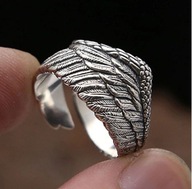 Otwarty Sygnet Skrzydło Anioła punk skull biker