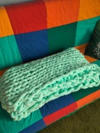 pled z pluszowej chenilli kolor j.zielony 1,5/1,7m -HAND MADE