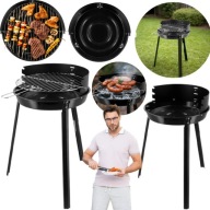 GRILL WĘGLOWY OGRODOWY TURYSTYCZNY OKRĄGŁY 36CM DUŻY RUSZT STABILNY MOCNY