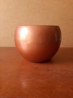 Brązowo-złota ceramiczna osłonka na doniczkę