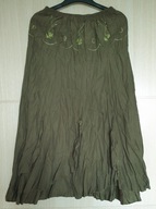 Spódnica zielona długa na gumce M/L gnieciony materiał