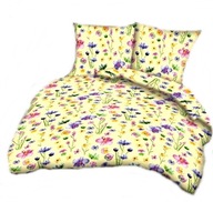 pościel z flaneli 200x220 +2x70x80 zamek F 82-1 Kwiaty malowane na ecru