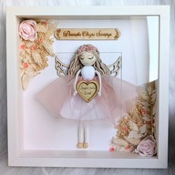 Anioł stróż aniołek pamiątka prezent chrzest urodziny roczek Ramka z Imie