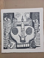 Golgota II. 30 × 30 cm. 2025 r. (linoryt)