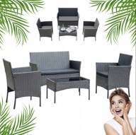 ZESTAW MEBLI OGRODOWYCH TECHNORATTAN SZARY 4 EL.TARAS BALKON MTG TRADEGROUP