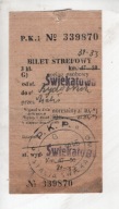 Bilet PKP, Świekatowo pow. Świecie do Bydgoszcz, 1946r., -22