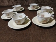 TUŁOWICE MIŁOŚĆ WIEDEŃSKA SERWIS DO KAWY ESPRESSO FILIŻANKI PORCELIT PRL x6