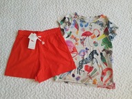 Cool Club spodenki czerwone nowe i bluzka zwierzątka roz 134
