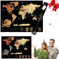 MAPA ZDRAPKA ŚWIATA PREZENT NA WALENTYNKI PRZYSZŁOŚCIOWY NA ŚCIANĘ 80X60CM