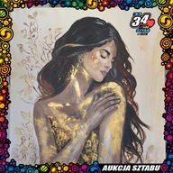 Obraz „Golden Silence” – Joanna Kozakowski - akryl 80×100 cm | Sztab WOŚP