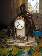 Ogromny figuralny zegar kominkowy z XIXw 46 cm