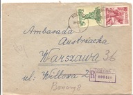 ŻOŁYNIA -koperta -erka -obieg 1959 rok do Warszawa Ambasada Austriacka
