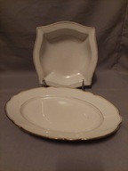 ĆMIELÓW PORCELANOWA PATERA PATERKA MISKA ZŁOTY PASEK LATA 20/30 II RP 2 SZT