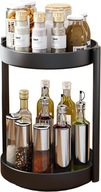 OBROTOWY STOJAK NA PRZYPRAWY POZIOMOWY ORGANIZER DO KUCHNI CZARNY a535