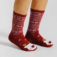 Skarpety świąteczne czerwone home and you renifer z nosem dla dziecka 3D