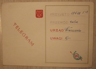TELEGRAM - PRZYJĘTO 19 II 1949 rok POLSKA POCZTA TELEGRAF TELEFON WARSZAWA