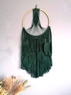 Łapacz snów duży Makrama piórka listk BOHO zielony