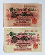 77 - stare Niemcy - 2 x 2 mark 1914, seria M różny papier