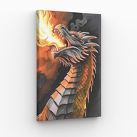 Obraz na płótnie 40x70 Ognisty smok ziejący płomieniami | Prezent