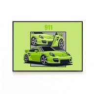 PLAKAT SAMOCHÓD PORSCHE 911 ZIELONY, PLAKATY NA ŚCIANĘ, DEKORACJE, 40x30