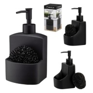 DOZOWNIK DO MYDŁA PŁYNU NACZYŃ CZARNY Z MIEJSCEM NA GĄBKĘ 230 ML