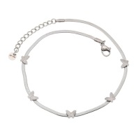 86285 Celebrytka bransoletka na nogę srebrna stal chirurgiczna 316L motylki