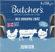 BUTCHER'S Junior pasztety kurczak wołowina indyk 4 x 150 g 600 g