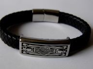 12MM BRANSOLETKA MOTOCYKLOWA STAL 316L ,SKORA PU