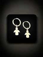 Kolczyki koła 1,2 cm z zawieszką aniołek – elegancka biżuteria