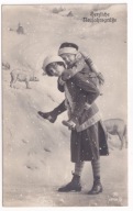 Dzieci zabawy zimowe Świnki 1918r. obieg Nowy Rok 535E